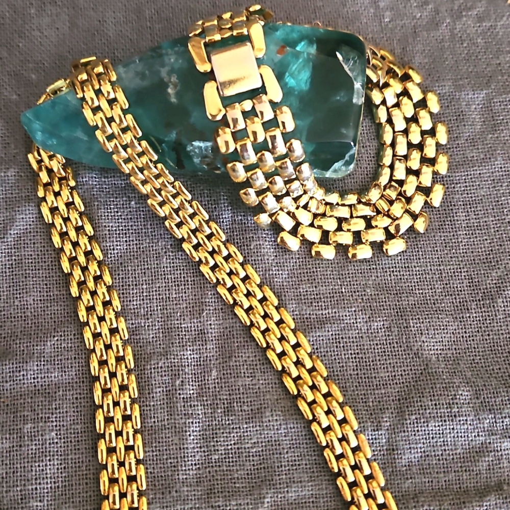 Vintage 80s gold links necklace & bracelet set EUC  retro classic